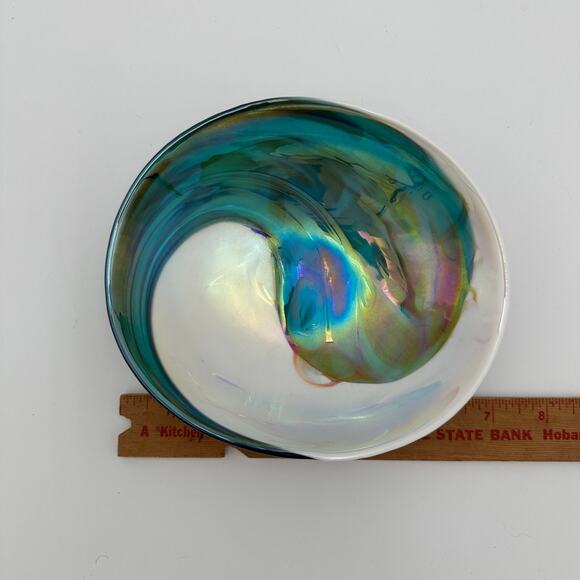 Murano Glass Dish Home Decor Opalescent Swirl - Picture 6 of 10